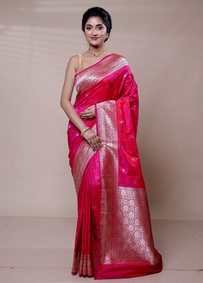 Pink Katan Silk Saree With Blouse Piece