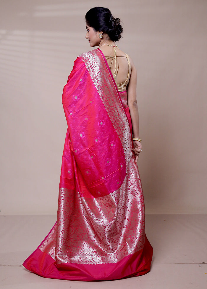 Pink Katan Silk Saree With Blouse Piece