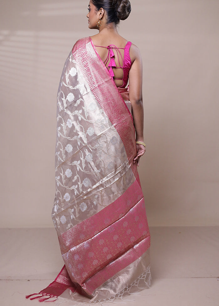 Cream Tissue Silk Saree With Blouse Piece