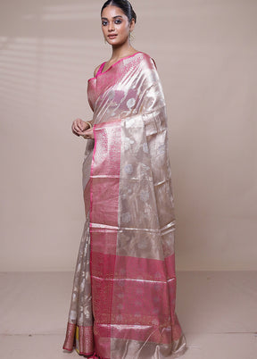 Cream Tissue Silk Saree With Blouse Piece