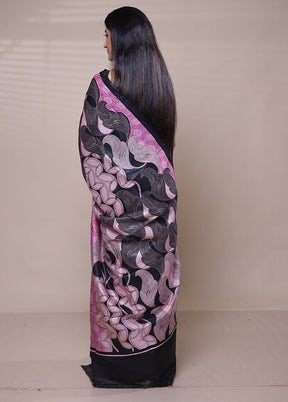 Pink Printed Pure Silk Saree With Blouse Piece