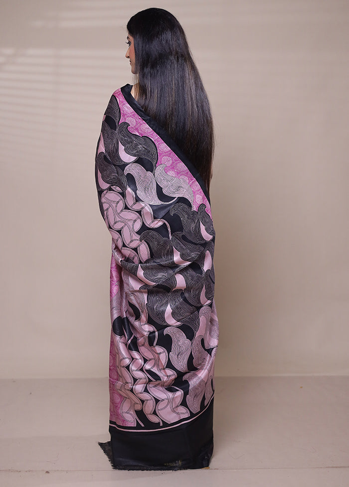 Pink Printed Pure Silk Saree With Blouse Piece