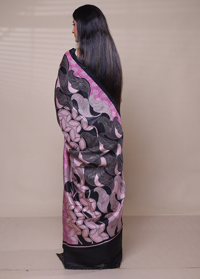 Pink Printed Pure Silk Saree Without Blouse Piece