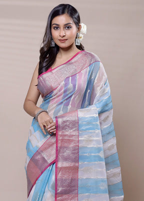 Multicolor Organza Saree With Blouse Piece