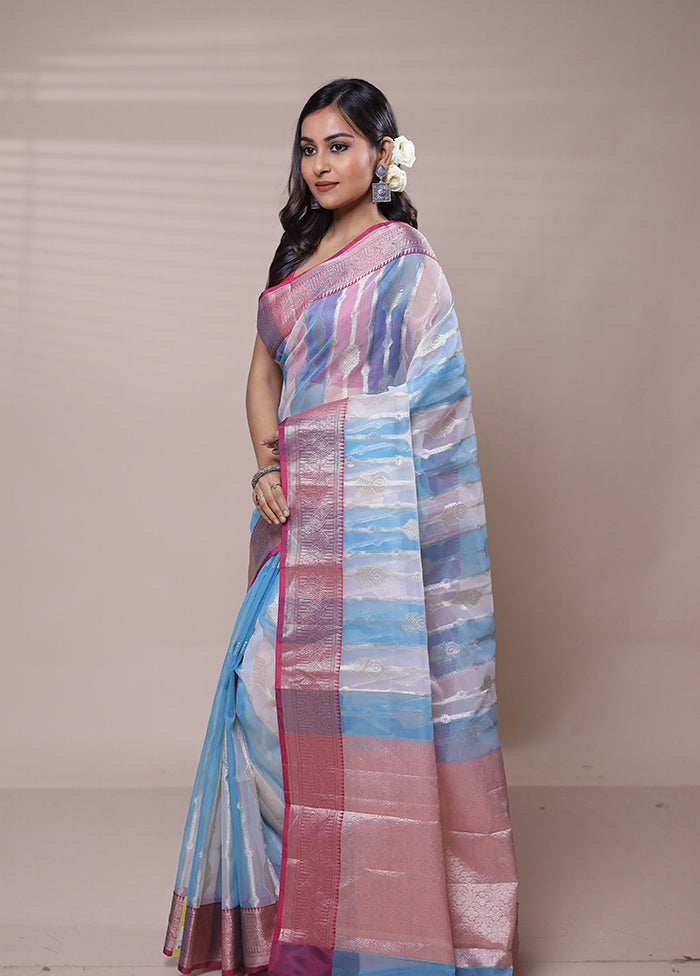 Multicolor Organza Saree With Blouse Piece