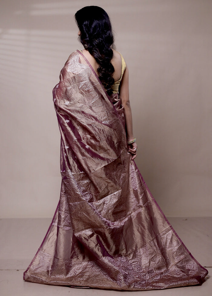 Purple Tissue Silk Saree With Blouse Piece