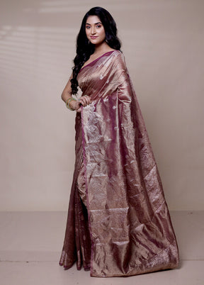 Purple Tissue Silk Saree With Blouse Piece