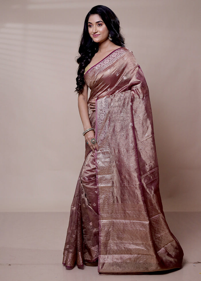 Purple Tissue Silk Saree With Blouse Piece