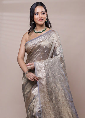 Grey Tissue Silk Saree With Blouse Piece