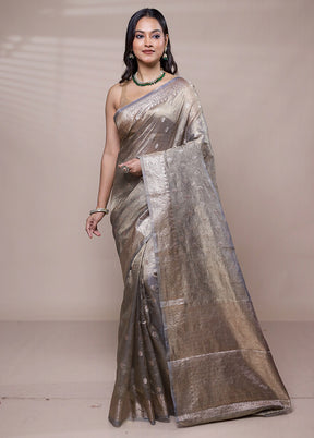 Grey Tissue Silk Saree With Blouse Piece