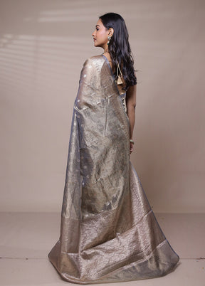 Grey Tissue Silk Saree With Blouse Piece