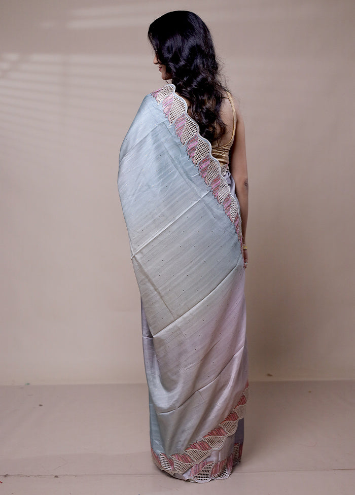 Violet Tussar Silk Saree With Blouse Piece