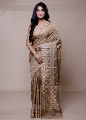 Brown Tussar Silk Saree With Blouse Piece