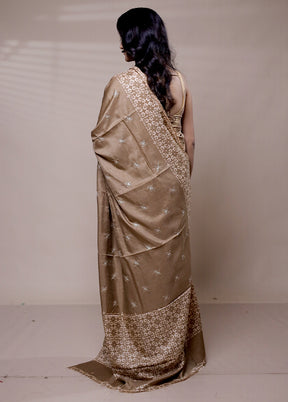 Brown Tussar Silk Saree With Blouse Piece