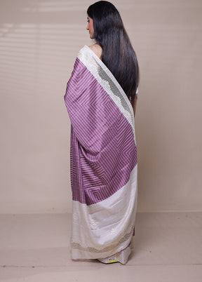 Purple Tussar Silk Saree With Blouse Piece