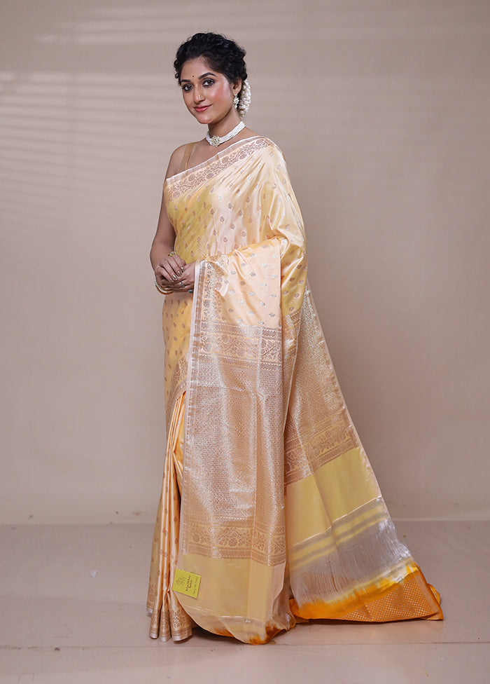 Yellow Banarasi Silk Saree With Blouse Piece