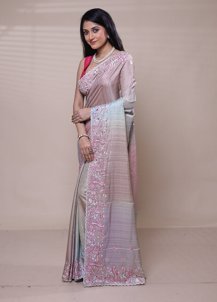 Purple Tussar Silk Saree With Blouse Piece