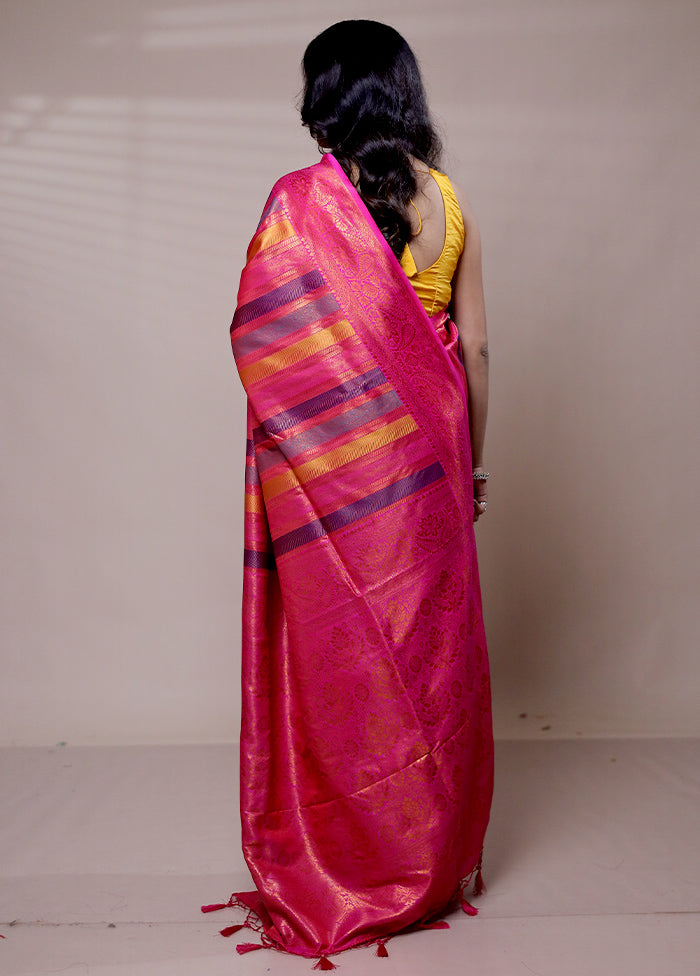 Pink Dupion Silk Saree With Blouse Piece