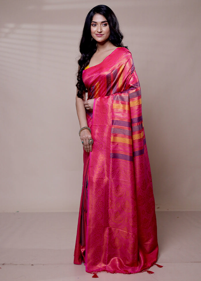 Pink Dupion Silk Saree With Blouse Piece