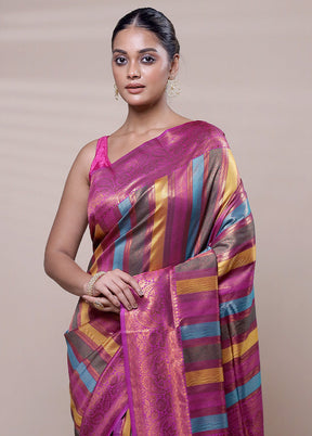 Pink Dupion Silk Saree With Blouse Piece