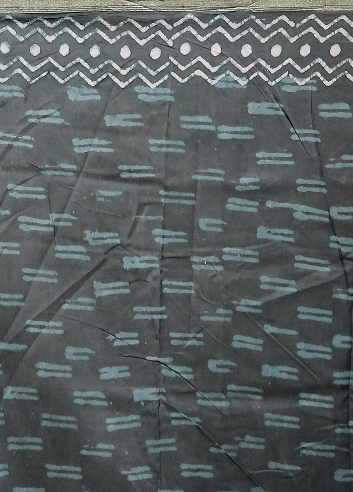 Green Chanderi Cotton Saree With Blouse Piece