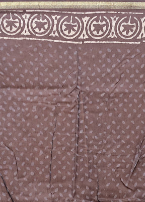 Grey Chanderi Silk Saree With Blouse Piece