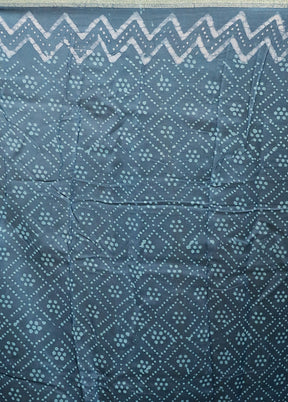 Blue Chanderi Cotton Saree With Blouse Piece