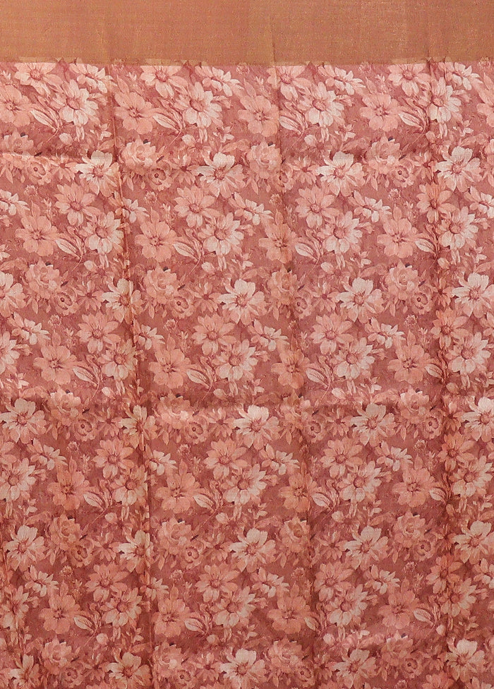 Cream Handloom Tussar Pure Silk Saree With Blouse Piece