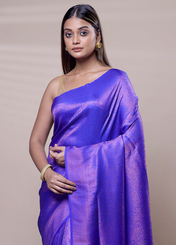 Purple Dupion Silk Saree With Blouse Piece