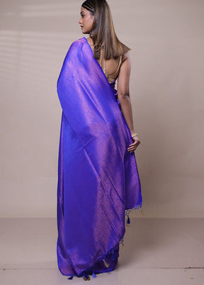 Purple Dupion Silk Saree With Blouse Piece