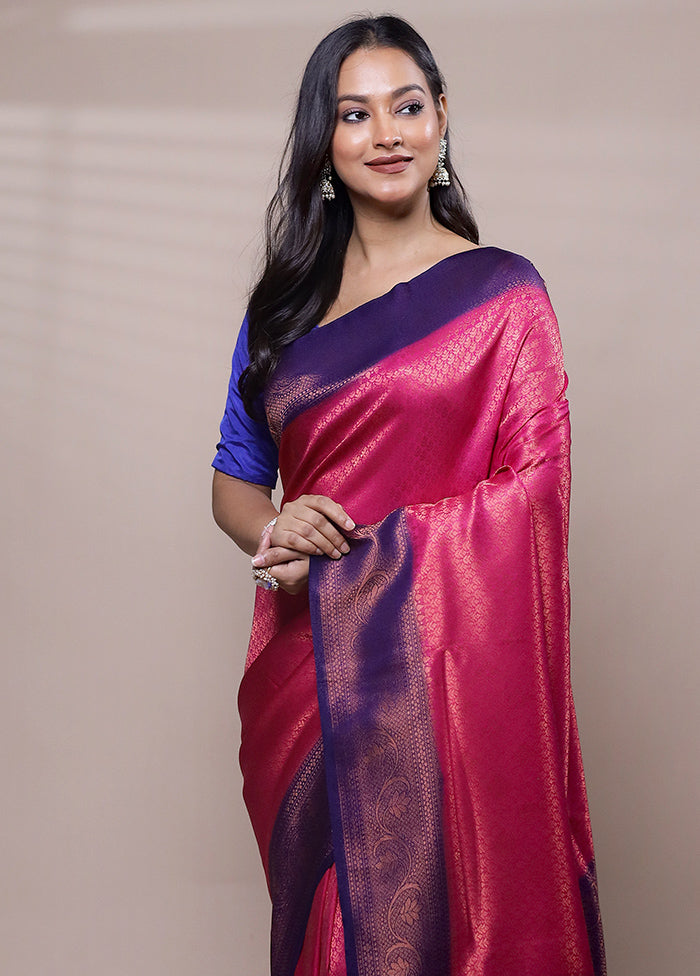 Pink Dupion Silk Saree With Blouse Piece