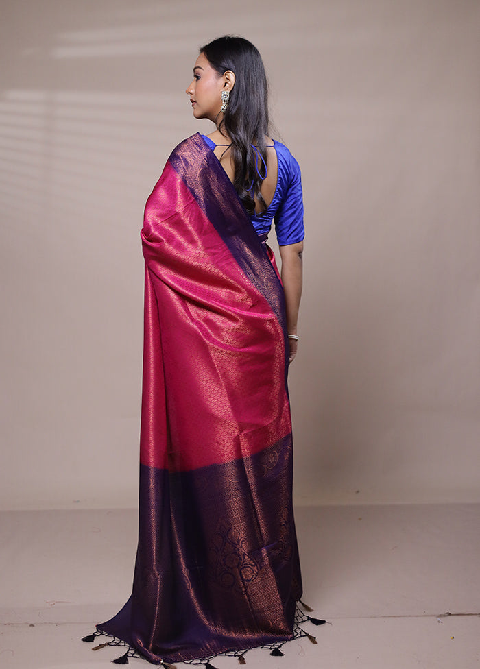 Pink Dupion Silk Saree With Blouse Piece