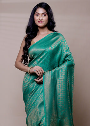 Green Dupion Silk Saree With Blouse Piece