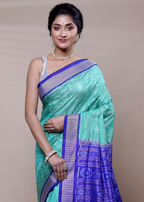 Green Handloom Patola Pure Silk Saree With Blouse Piece