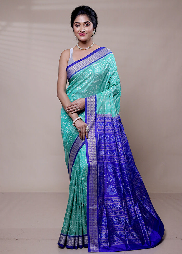 Green Handloom Patola Pure Silk Saree With Blouse Piece