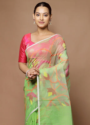 Green Matka Silk Saree With Blouse Piece