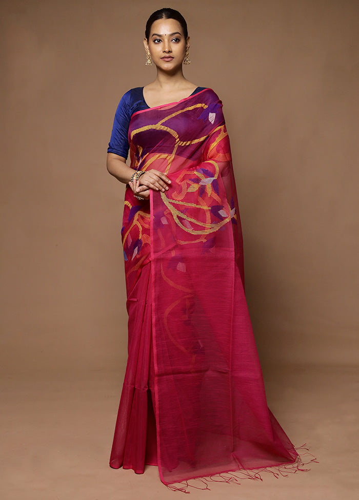 Pink Matka Silk Saree With Blouse Piece