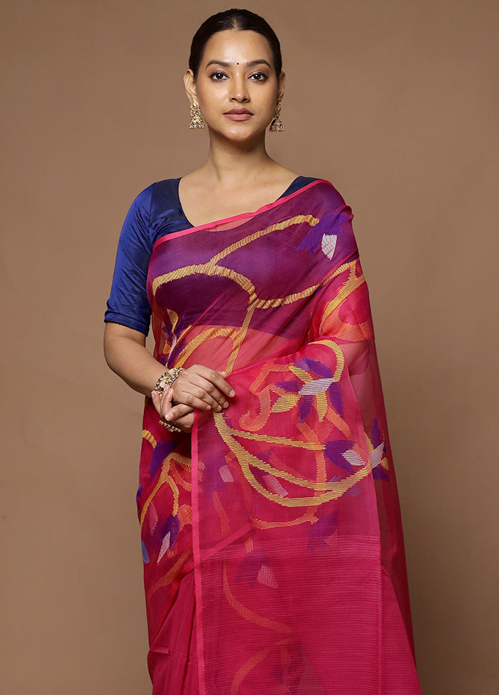 Pink Matka Silk Saree With Blouse Piece