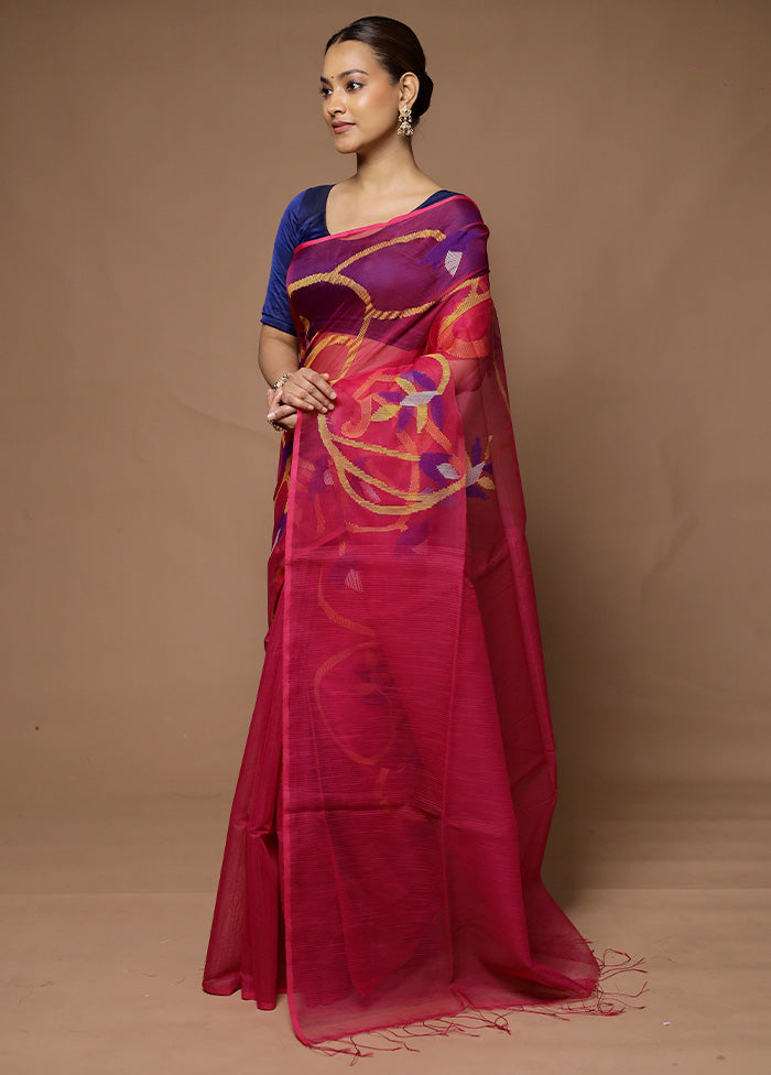 Pink Matka Silk Saree With Blouse Piece