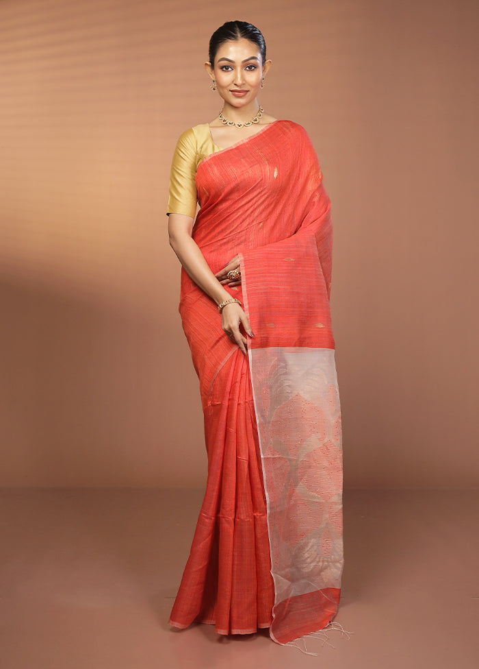 Pink Handloom Matka Pure Silk Saree With Blouse Piece