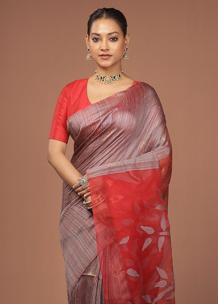 Pink Handloom Matka Pure Silk Saree With Blouse Piece