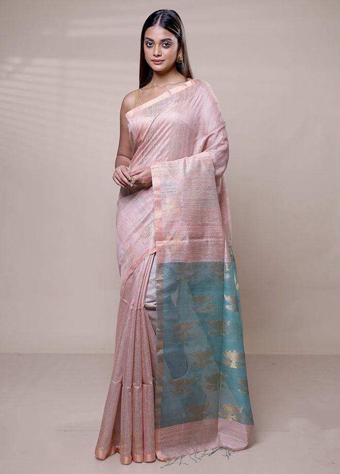 Pink Handloom Matka Pure Silk Saree With Blouse Piece