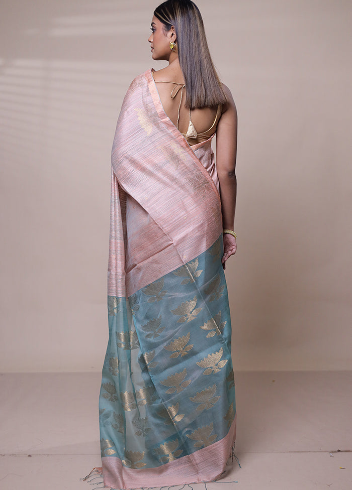 Pink Handloom Matka Pure Silk Saree With Blouse Piece