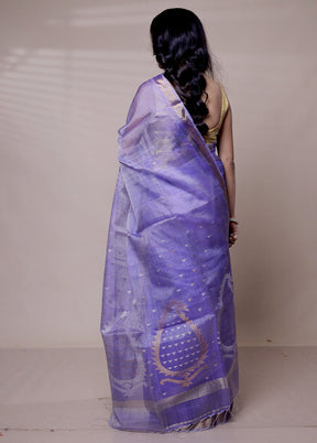 Purple Handloom Matka Pure Silk Saree With Blouse Piece