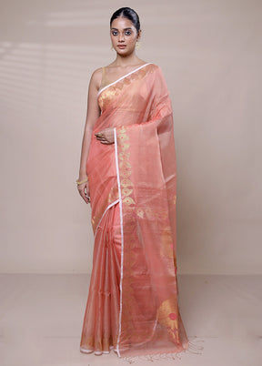 Pink Handloom Matka Pure Silk Saree With Blouse Piece