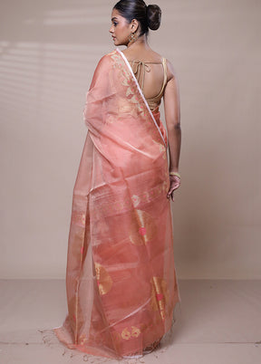 Pink Handloom Matka Pure Silk Saree With Blouse Piece