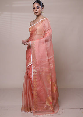 Pink Handloom Matka Pure Silk Saree With Blouse Piece