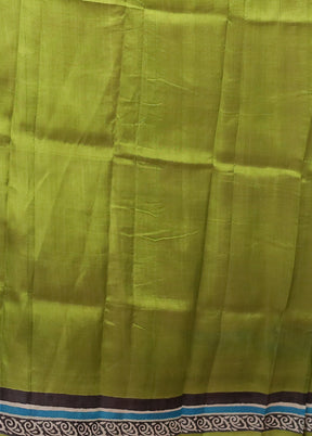 Blue Printed Pure Silk Saree Without Blouse Piece