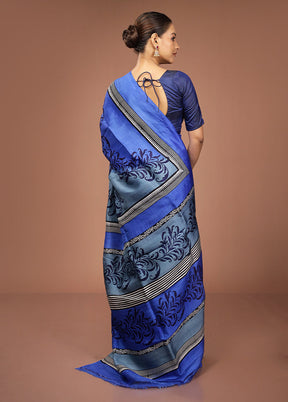 Grey Printed Pure Silk Saree Without Blouse Piece