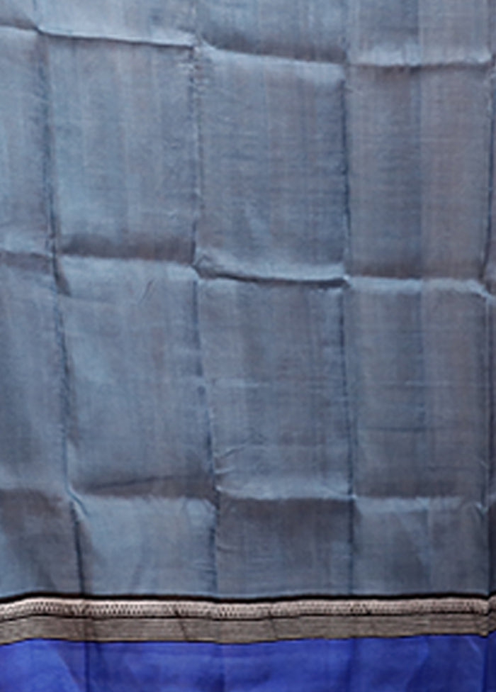 Grey Printed Pure Silk Saree Without Blouse Piece